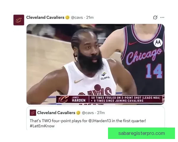 哈登领衔骑士冲击复仇之战吉迪率公牛寻求反弹再争连胜主动权